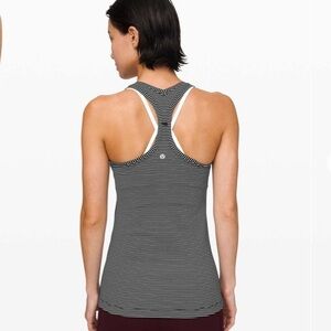 Lululemon Cool Racerback Hype Stripe Black White Size 4